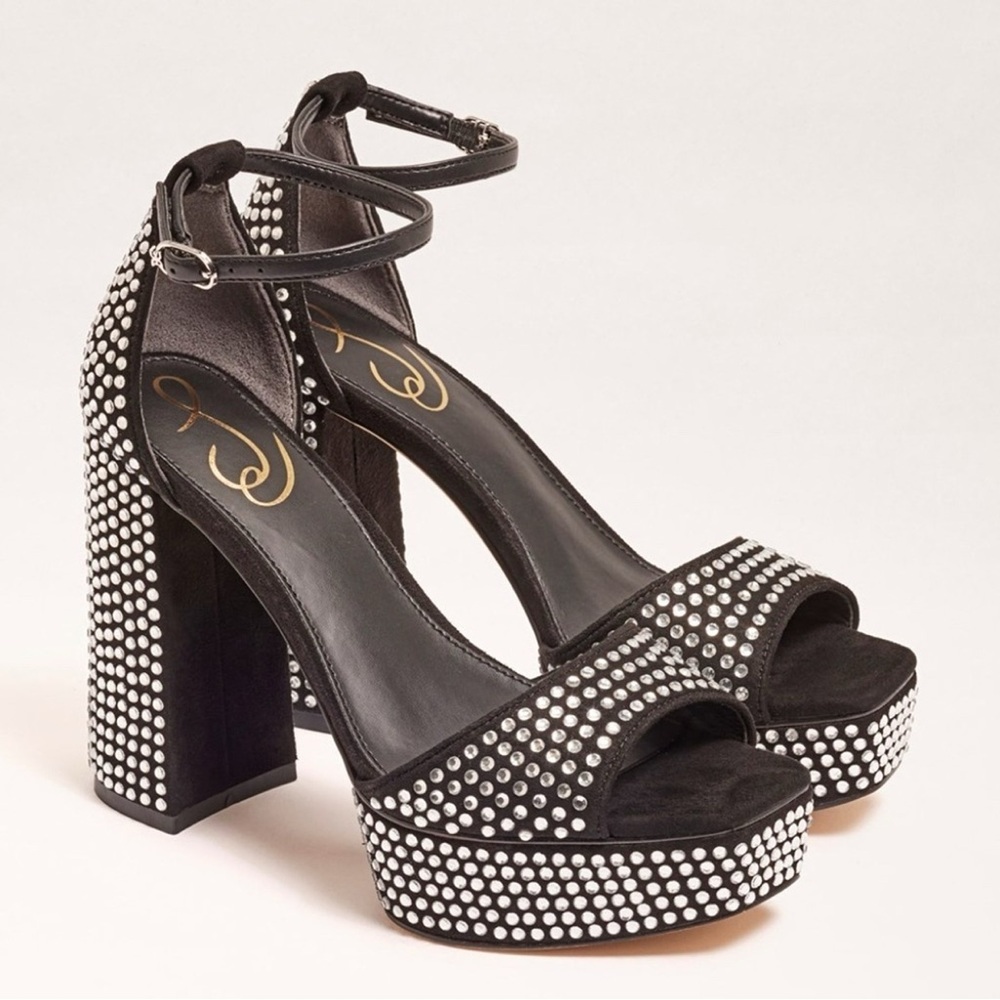 Sam Edelman Black and Silver Studded Platform Heels